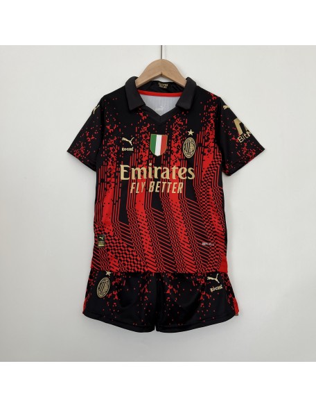 Camiseta Del AC Milan 23/24 Niños